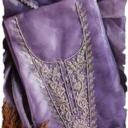 Lavender Unstitch Suit Set Fabric With Handcrafted Heavy Zardozi Work-picture-13