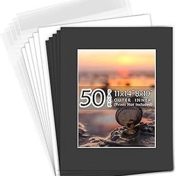 Golden State Art, Acid free, 11x14 Black Picture Mats Mattes with White Core Bevel Cut for 8x10 Photo + Backing + Bags by Golden State Art-image-11