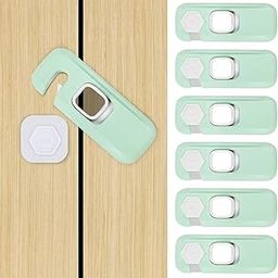 Childproof Refrigerator Lock, French Fridge Door Latches, Baby Safety Locks for Cabinet, Cupboard, Drawers, Dishwasher, Oven, Closet, Strong Adhesive-Easy to Install, Green [6 Pack]-image-64