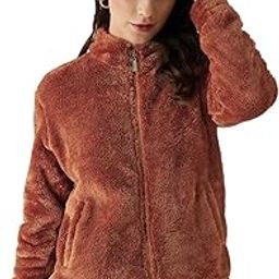 Women Solid Full Sleeve Fur Standard Length Jacket For Winter-image-39