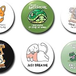 WUBUPRINT Button Badges with Strong Fridge Magnet | Funny Animal Quotes Combo 11 Round Plastic Button Badges | Pin Badges perfect for Backpacks, Gifts, Jackets & More (Multicolour) Pack of 6-image-76