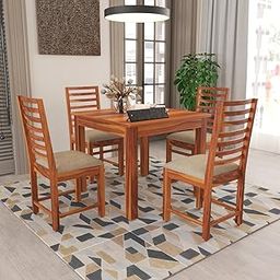 LIZZAWOOD Solid Sheesham Wood 6 Seater Dining Table Set | Walnut Finish | Wooden Dining Set with 6 Chairs | Home Furniture for Dining Room 6 Seater (Honey, 4 Seater)-image-39