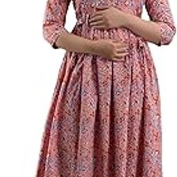 Women's Cotton All Over Print Maxi Maternity Gown-image-11
