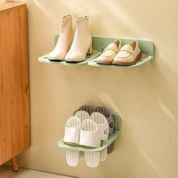 7Seas Foldable Wall Mounted Shoe Rack – Space Saving Plastic Shoes Shelf for Entryway, Closet & Bathroom – No Drill Adhesive Shoes Holder for Slippers, Heels, Sneakers | Outdoor Footwear Holder Rack-image-10