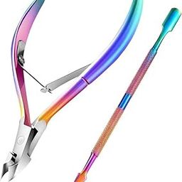 Cuticle Trimmer with Cuticle Pusher and Scissors, Cuticle Remover Professional Durable Pedicure Manicure Tools, Stainless Steel Cuticle Nipper Cutter Clipper Nail Tools for Fingernails and Toenails-1