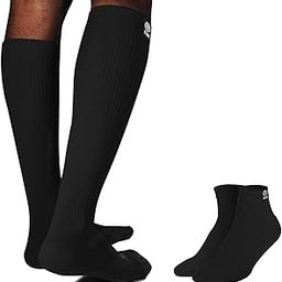 KUE Graduated Compression knee length and Ankle length Socks combo 18-21 mmHg for men and women, enhances blood circulation, support for Athletic Running, Cycling.(Black)|Pack of 2(s/m & L/XL)-28