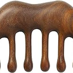 Wooden Wide Tooth Comb - Natural Scalp Massager for Hair and Meridian Relaxation. Brown-image-43