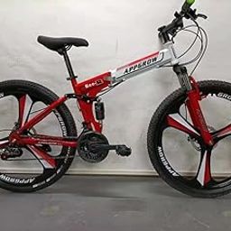 APPGROW Foldable Mountain Bike, 26-inch Wheels, 21-Speed, Mag Wheels, Red and Silver-image-11