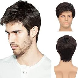 VIVIAN Synthetic Full Head Men Hair Wig Easy To Use And Fit On Every Head Size Natural Black-15