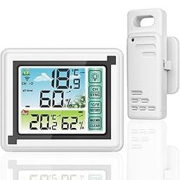 Indoor Outdoor Thermometer Hygrometer Wireless Remote Weather Stations, Humidity Monitor Battery Powered Digital Temperature Gauge with 60m/200ft Range Remote Sensor and Adjustable Backlight-image-42