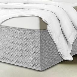 Box Spring Cover King Size with 15-Inch Drop-Easy Fit Wrap-Around Cover for Bed,Sleek Alternative to Bed Skirt,Mattress Protector Encasement(Silver, King)-image-55