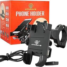 OTOROYS Universal Bike Mount Holder Metal Body 360 Degree Rotating Handlebar Metal Body Cradle Stand for Bicycle, Motorcycle, Fits All Smartphones Metal Holder with USB Charger-20