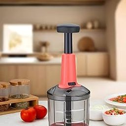 Black Swan Giant Push Chopper with 5 Stainless-Steel Blades for Effortless Chopping for Vegetables and Fruits, 1000ml, Multicolour (Peach)-picture-23