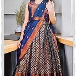 Long Gown with Cotton Silk Inner Ethnic Flared Traditional Stunning Outfit with Boutique Designs Stylish Party Stitched Gown for Girl's/Women's-image-93