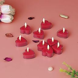 eCraftIndia Set of 10 Romantic Heart Shaped Rose Scented Tea Light Candles for Diwali Anniversary Valentine's Day Wedding Birthday Valentine's Day Decorations | T Light Candles for Home Decor-25