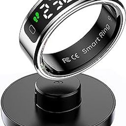 Smart Health Ring Fitness Tracker Ring with Screen Data Display Smart Rings for Women Men Heart Rate Monitor Sleep Tracking Exercise Tracker Smart Rings for Android iOS Phones Wireless Charging-76