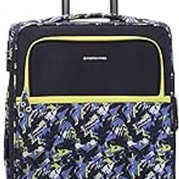 Bristol Expander Soft-Sided Polyester Printed Luggage Bag 8 Wheels Spinner Check-in Luggage Blue Green 24 inch |65cm Trolley Bag, Medium-30