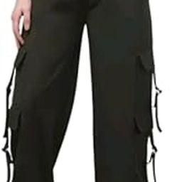 Women's High Waist Cargo Sweatpants, Stripes, Drawstring, Wide Leg-image-87
