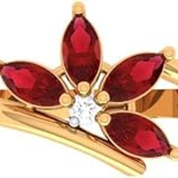 14kt(585) BIS Hallmark Yellow Gold White American Diamond and Red Stone Ring for Women - 1.15 Grams(size 10)-picture-24