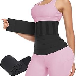 QEESMEI Waist Trainer for Women Waist Trimmer Bandage Wrap Body Shaper Belt Invisible Tummy Wraps for Stomach Free Size-image-45