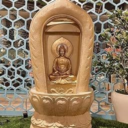 Temple Buddha Water Fountain for Home Living Room Decor Decoration Outdoor Gifting Items 40 inches / 100 cm with Light & Pump-image-42