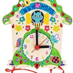 Jouets by Eduspark DIY Wooden Clock Cuckoo : Build & Decorate Your Own Clock Kit for Kids | Includes Clock Face, Hands, Timber Frame & Sparkle Stickers | Educational Craft Toy (Batteries Not Included)-52