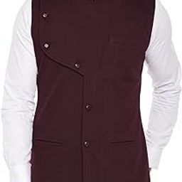 Burgundy Color Cotton Waistcoat for Men(HYPM01982)-picture-28