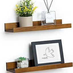 carpentray Picture Ledge Wall Shelves 16 inch Width Set of 2, Solid Sheesham Wood Rustic Floating Ledge Shelves Bedroom Kitchen Bathroom Living Room Nursery Display Wall Decor, Walnut-image-31