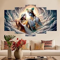 SN Handicrafts Radha Krishna Religious Wall Painting for Living Room, Bedroom, Gifts, 18 inch x 30 inch Painting (Without Frame, Pack of 5)(RK S-109)-image-27