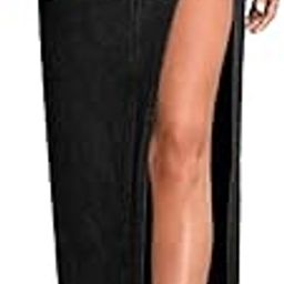 Solid High Waist Split Thigh Denim Maxi Skirt For Women's & Girl's-image-12