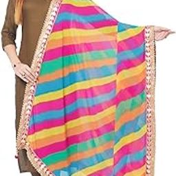 Women's Striped Georgette Dupatta (DB2733_Multicolour_Free)-image-44