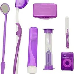 Jazzy Pearls® 8 Kit Orthodontic Set Oral Care Cleaning Protective Wax Brush Floss Purple|Health & Beauty | Health Care |Other Health Care Supplies|1 Piece Storage-11