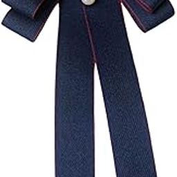 Ribbon Bow Tie Brooch Neck Tie Cocktails Party Graduation Bowknot Brooch Pin Blue with Red-image-22