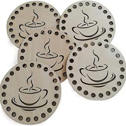 Curious Button Set of 5 pcs Wooden Bottom for Crochet Coasters and trivets, Crochet Wooden Base with Holes DIY Crochet for Basket Making, Round Basket Bottom.-picture-32