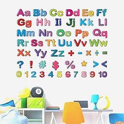 Wall Attraction Kids Alphabet Creative ABCD & 1234 Wall Sticker Size - 23x19inch-image-44