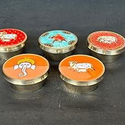 Salvus APP SOLUTIONS Brass Sindoor Box/Sindoor dibbi with Design Lid – Traditional Indian Kumkum Container for Pooja & Gifting (Multicolor_2x1 inch) [ASSORTED_1-PC]-picture-28