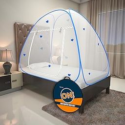 KOLAR Supreme On Mosquito Net for Single Bed|Polyester 30 GSM|Foldable Machardani |Strong and Durable|Tent Type Corrosion Resistant - Blue Color-image-15