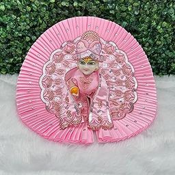 Idol Crafts Laddu Gopal Pearl Poshak Dress, Pink Sequined Net Outfit, Traditional Kanha Ji Thakur Ji Costume-image-50