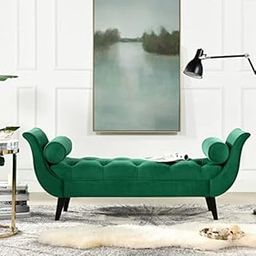 Wooden Age Furniture Branded Button Tufted Two Seater Couch Bench Classified and Comfortable for Living Room (Green)-picture-17