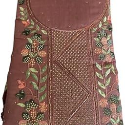 Women's Heavy Cotton Thread & Sequence Embroidery Work Unstitched Salwar Suit Dress Material With Dupatta (Dark Pink)-image-64