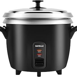 HAVELLS RISO Plus 1.8 liter 1 Bowl Rice Cooker| 700 W | Indicator Light |3 X Protection | 1 mm Thick inner bowl | SS 304 stainless steel Lid | Cook and Warm function| Drum shape model(Black)-25