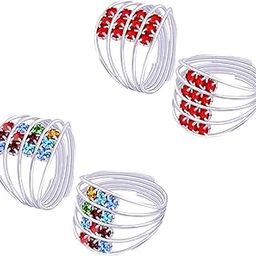 Bridan Fancy multi color Stone and Multi Color Toe Ring in combo pack (Each 1 Pair)-image-104