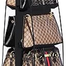 Handbag Organizer, Bag Organiser For Ladies Handbags, Purse, Clutch, clothes organiser for wardrobe, Women Purse Organiser With hanger, Non-Woven Fabric (8 POCKET- 110 X 35 X 35 CM- PACK OF 1, Black)-image-33