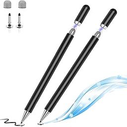 WHITE CHERRY® Aluminium Fine Point with Spare Disk for Touch Screens Devices 2-in-1 Capacitive Stylus Pen I Compatible with iPad/iPhone/Android/Tablets Black (Set of 2)-18