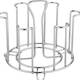 Clazkit Stainless Steel Glass Holder for 6 Glasses, Glass Stand Steel for Dining Table/Kitchen, Tumbler Holder, Heavy Duty - SILVER-19