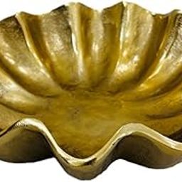 ATIQCO Decorative Gold Metal Shell Bowl, Seashell Shaped Serving Dish for Fruits and Salads, Decorative Centrepiece-image-1