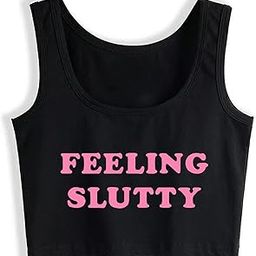 Feeling Slutty Woman Sleeveless Female Cotton Crop Top Sport Yoga Black-image-91