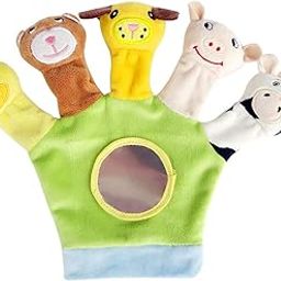 Ubervia Animal Finger Puppet Toy Cartoon Plush Dolls Glove Educational Hand Puppets (Green)-image-16