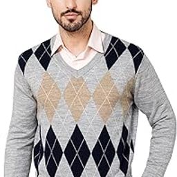 Printed Grey V Neck Full Sleeves Regular Fit Mens Casual Sweater | Casual Winter Sweater for Men | Mens Sweater for Winter Wear (P_MSWT00091_GREYMELANGE)-image-7