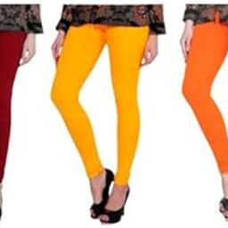 Plain Ankle Length Leggings Combos for Women Black & Orange (Set of 2) (Leg_PT_12870-image-99